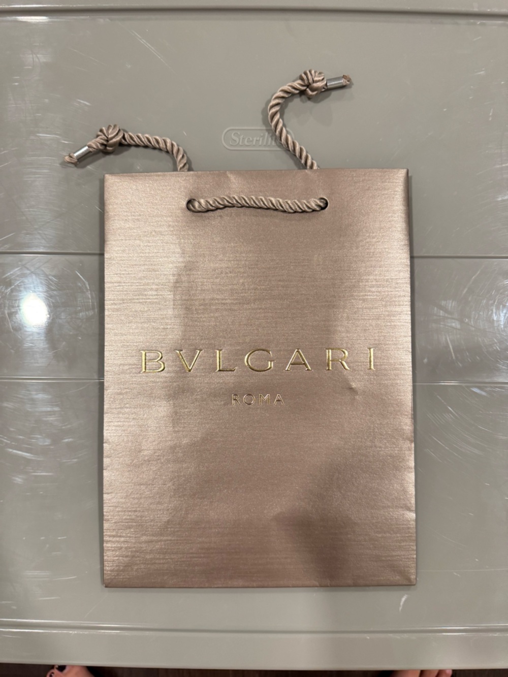 Bulgari Rose Gold Metallic Small Shopping Bag